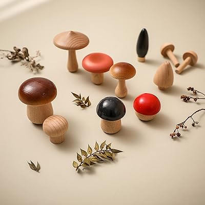 Decor of wooden mushrooms, toy in the shape of a mushroom, aesthetic decoration, festive decorations, natural wood mushrooms to decorate art and craft projects (11 pieces).. DIAYTAR NIGERIA: Your affordable gateway to thousands of products delivered within a week.