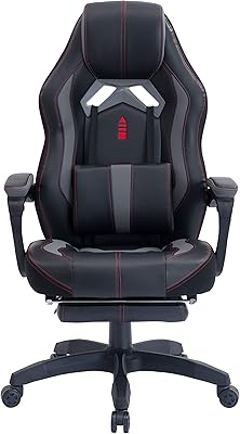 Blitzed computer and racing style game chair with retractable footrest (6018-gris).. DIAYTAR NIGERIA: Making quality products accessible to all Nigerians at affordable prices.