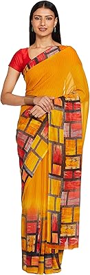 Vamsi Georgette Saree with blouse (PC1092_yellow_color_one size model).. With DIAYTAR Nigeria, shopping online is easy, affordable, and fast.