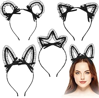 Cute cat ears, rabbit earrings, fine metal headbands with elastic crown wrapped in fabric for masquerade, birthday party, cosplay (4 rooms).. Shop quality and variety at unbeatable prices on DIAYTAR Nigeria — delivery in under 8 days.