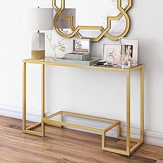 Upper console mirror with Lingwei metal frame, modern table with multilayer storage shelf, sofa back coffee table (gold).. Why shop anywhere else? DIAYTAR Nigeria has it all, at prices you’ll love.