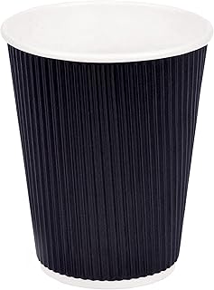 Disposable paper cups - Black corrugated wavy cups [25 cups] 12 oz paper cups, durable and thick kraft paper cups for hot and cold coffee without Gulf Collection cover.. DIAYTAR NIGERIA: Where shopping meets satisfaction with affordable prices and prompt delivery services.