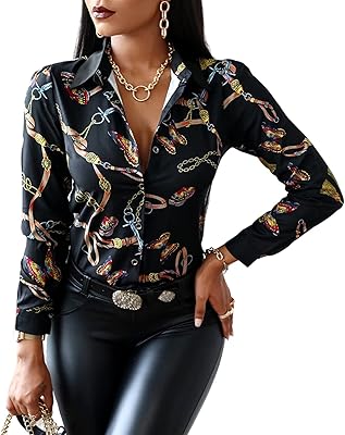 2021 new V -neck shirts for women, long -colored sleeve blouses, OL style top, relaxed printed clothing (color: b, size: m).. DIAYTAR NIGERIA: Your partner in affordable online retail with reliable shipping across Nigeria.
