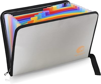 Tensit, waterproof and fireproof portable documents storage bag, with 13 colored pockets and zipper for files in A4 format (silver).. DIAYTAR NIGERIA: Where shopping is affordable, selection is vast, and delivery is always reliable.
