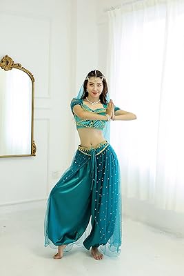 Jasmine belly dance costume - Aladdin Halloween costume, Sarcelle blue princess costumes for women/girls.. Experience the power of choice with DIAYTAR NIGERIA's vast catalog and affordable 5-8 day delivery.