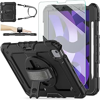 JSUSOU IPAD AIR 5/4 10.9 "2022/2020, IPAD PRO 11 2021/2020/2018, [Children's test] Complete protective shell with 9 hour tempered glass screen protector, 360 ° strap rating/rotary hand (black).. Wide range, low cost, fast delivery — that’s DIAYTAR Nigeria.