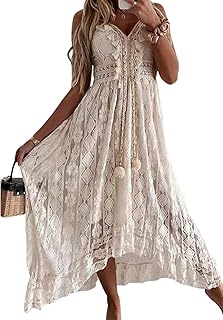 Easy to wear summer dress for women, with laces, V -neck, ruffles, beach, white.. DIAYTAR NIGERIA: Your partner in affordable shopping with nationwide delivery in just 5-8 days.