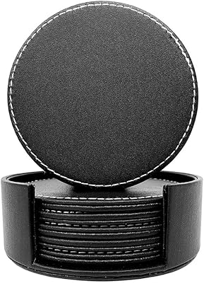 Uplive glass under black faux leather, set of 6 with support, glass underneath and heat resistant carpets, coffee glass under the protection of furniture.. DIAYTAR NIGERIA delivers more than purchases - we deliver affordable shopping solutions within the week.