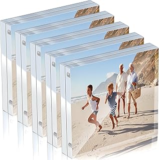 Package of 5 frame frames in acrylic without frame, transparent double -sided photo frame, magnetic horizontal transparent frame for desk and photo display (4x4 inch).. DIAYTAR NIGERIA makes every purchase count with our affordable prices and reliable 5-8 day shipping.