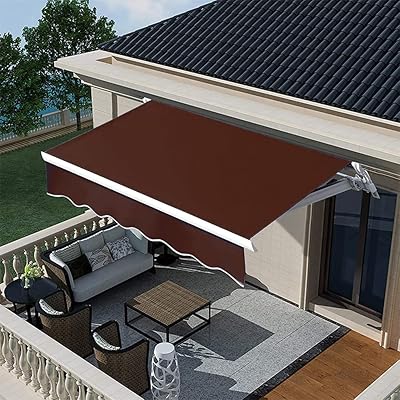 Yatai folding outdoor umbrella with retractable crank, UV and water resistant, aluminum awnings (brown).. Shop smart, shop DIAYTAR - Nigeria's most affordable e-commerce platform with nationwide delivery.
