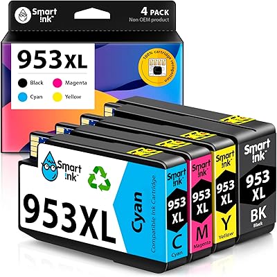 Smartink compatible replacement ink cartridge for HP 953XL 953 XL 4 Multipack printer (Black XL and C/M/Y) with advanced chip technology for use with the HP OfficeJet Pro 7720 7740 8715 8715 8725 8725 8725 8725 8725 8725 8725 8725 8725 8725.. DIAYTAR NIGERIA revolutionizes online shopping with competitive prices and reliable 5-8 day delivery.