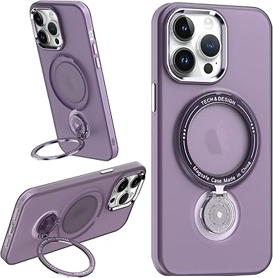 Magnetic shell compatible with iPhone 12 pro Max with 360 -degree rotary rotary magnetic support compatible with Magsafe, transparent matte rear protection, for iPhone 12 pro max (2020) 6.7 inch shell (purple).. The future of online shopping in Nigeria is here — welcome to DIAYTAR.