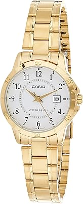 Casio analog watch for women with white dial and stainless steel bracelet-LTP-V004G-7BUDF, gold, bracelet.. DIAYTAR NIGERIA: Bringing affordable shopping solutions with a diverse product catalog delivered nationwide.