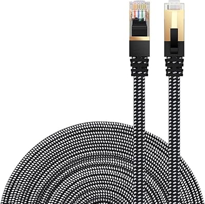 Danie cat ethernet cable 7 flat high speed in wireless nylon lan cable gold plated Ethernet cable STP CAT 7 RJ45 0.5m 1m 2m 3m 5m 8m 10m 15m 20m 30m (15 meters, black).. DIAYTAR NIGERIA: Where shopping dreams become reality with budget-friendly prices and prompt delivery.