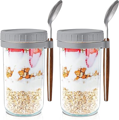 Tapet night oats with lids and spoons: jars.. DIAYTAR NIGERIA: Your affordable gateway to thousands of products delivered promptly nationwide.