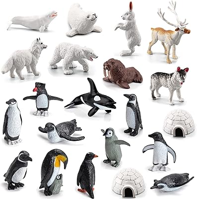 Toy of arctic animal figurines of 21 pieces, set of realistic arctic animal figurines in plastic, penguin, fox, wolf, whale and bear, birthday gift for children.. From daily deals to exclusive products — DIAYTAR Nigeria has you covered.