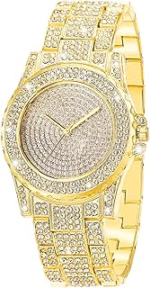 Luxury watch for women with snow design with quartz movement encrusted with crystal rhinestones and diamonds for women in stainless steel (gold).. Shop electronics, clothes, and everything in between on DIAYTAR Nigeria.