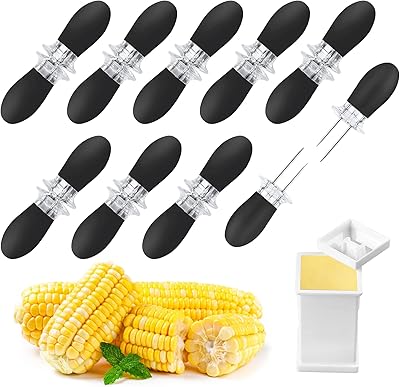 Ojson 18 pieces/9 pairs of black cornstore supports, stainless steel corn supports, barbecue fork fork with butter spreader for home kitchen, camping parties.. You deserve better shopping — choose DIAYTAR Nigeria today.