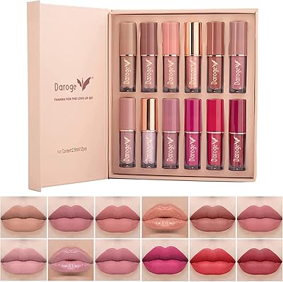 Darooj box Red lipstick matt liquid higher quality velvet, long -lasting, water and sweat resistant, perfect summer lips for the summer season, 12 pieces.. DIAYTAR Nigeria: Where affordability meets speed and quality.