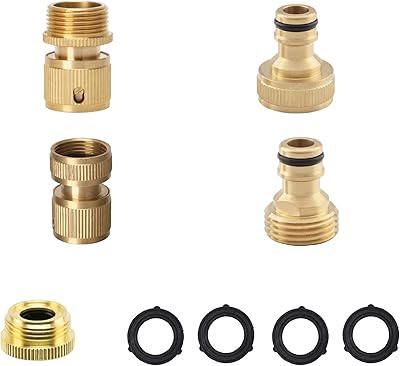Rapid connectors set for male and female watering pipes in robust solid brass with 3/4 "additional rubber waist with 1/2" adapter 3/4 ".. Experience shopping freedom with DIAYTAR NIGERIA's vast selection and 5-8 day nationwide delivery service.
