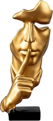 Silent statue in Egware gold, statue of the thinker, Keep Silent statue, statue of creative abstract men, gift figurine for the decoration of the house and the office - or.. DIAYTAR NIGERIA brings the marketplace experience online with affordable and reliable delivery service.