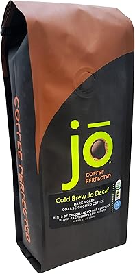 Cold Brew Jo Decaf: 12 oz of decaffeinated Coffee Biological Coffee roughly ground, dark French roasting, Swiss water process, soft and velvety texture, low acidity, certified fair trade, gluten sans, Gluten, GMO -free, without chemicals.. Affordable convenience is here — shop DIAYTAR Nigeria today.