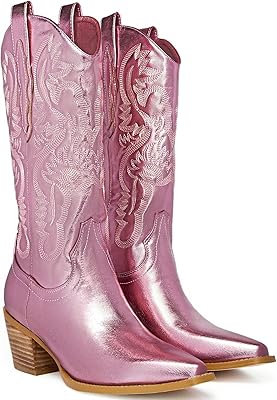 Western Western Cowboy Boots Jussers, Cowgirl Boots Brilliant embroidered for women, pointed end, 2.5-inch thick heel, pink.. Shop from Nigeria's largest product selection at DIAYTAR, with budget-friendly prices and swift delivery.