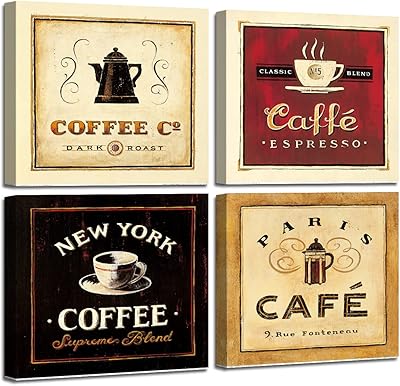 A cup of abstract tea -coffee chestnut black red print on canvas wall decoration for living room dining room wall decoration, set of 4 frames 12x12 inch.. A world of products at your fingertips — thanks to DIAYTAR Nigeria.