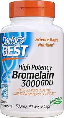 Doctor's Best Supplement of Bromélaïne digestive enzymes 3000 GDU, promotes healthy digestion, joint health and nutrient absorption, 500 mg, 90 units (1).. Discover why DIAYTAR NIGERIA is the smart shopper's choice for affordable products delivered nationwide.