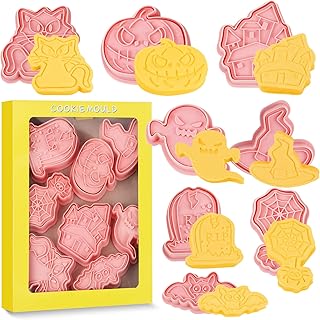 Set of 8 Halloween cookie cutters, 3D pumpkin, scary cat, spider, bat, witch hat, ghost, lark, cookie cutter for festive decorations.. Experience the ease of one-stop shopping with DIAYTAR NIGERIA's diverse catalog and nationwide delivery.