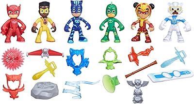 Pj masks power heroes meet the power heroes, set of figurines with 6