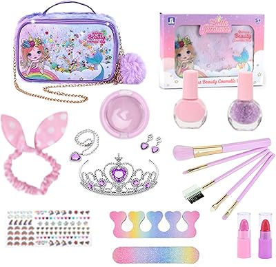 Goronb makeup kit for children for girls, washable makeup toy with real makeup bag, safe and non -toxic makeup kit for children, makeup kit to pretend, children's birthday gift aged 3 to 10 years.. DIAYTAR NIGERIA delivers value, variety, and convenience with our nationwide 5-8 day shipping.