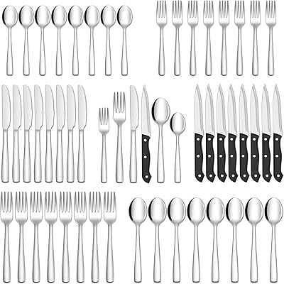 Single cutlery set with steak knives, set of stainless steel cutlery for the house, the kitchen, the restaurant, the hotel, kitchen battery (silver, 72 rooms).. Order now, relax later — DIAYTAR Nigeria ships in 5 to 8 days.