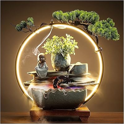 Zain interior table water fountain with LED light, suitable for bedroom, living room and office (height 17.7 inch) Fountain of table water.. DIAYTAR NIGERIA: Nigeria's answer to affordable online shopping with reliable 5-8 day delivery guarantee.