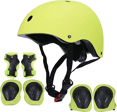 Helmet set and JAVEST 7 in 1 visor, adjustable kneepers for children, elbows and protective protectors for skateboarding, skateboarding, cycling (yellow).. DIAYTAR NIGERIA: Your trusted partner for affordable online shopping with reliable delivery timeframes.