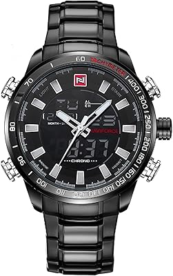 Analog-numeric sporting sports in stainless steel for men-NF9093-BW.. Shop from our extensive catalog at DIAYTAR NIGERIA and enjoy doorstep delivery in just 5-8 days.