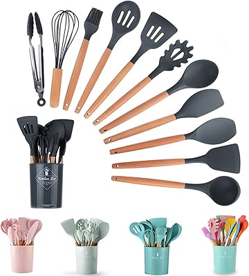Show Way set of 12 -room silicone kitchen utensils, kitchen utensils with wooden handles for non -stick kitchen utensils, excellent kitchen utensils.. DIAYTAR NIGERIA brings the market to your fingertips with affordable prices and prompt delivery service.