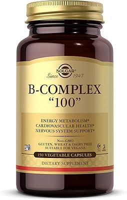 Solgar 150 vegetarian capsules of the B complex B 100 vegetarian capsules for heart health, support of the nervous system, supports energy metabolism, GMO -free, vegetarian, gluten -free and without dairy products, halal, 150 portions.. Wide range, low cost, fast delivery — that’s DIAYTAR Nigeria.