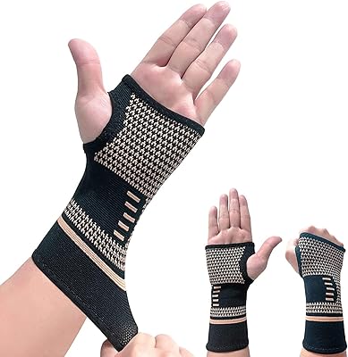 Goodrun set of copper wrist compression sleeve, breathable anti-inflammatory elastic wrist support protector, unisexed relaxation wrist gloves for sport/fitness, size L.. DIAYTAR NIGERIA makes online shopping accessible with our comprehensive platform and prompt delivery service.