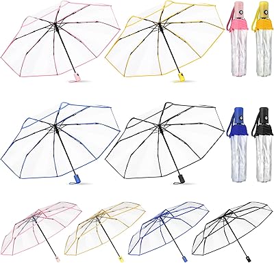 Transparent folding folding umbrella fully automatic, automatic opening, automatic closing, rain, travel, wedding, 12 rooms.. DIAYTAR NIGERIA: Where countless products meet affordable prices and reliable nationwide shipping.