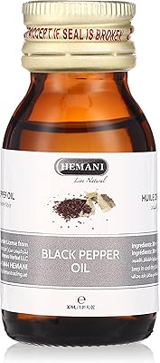 Hemani black pepper oil - 30 ml, has 100% medicinal properties, treats muscle pain and helps good digestion.. Order today, receive this week — shopping with DIAYTAR Nigeria is that simple.