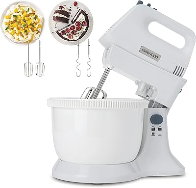 Batter on Kenwood base (electric whisk), 450 watts, with 3.4 l rotary bowl, 5 speeds + turbo button, stainless steel petrin and whisk to mix, whisk and knead, HMP 32.Aowh, white.. DIAYTAR Nigeria — the online store where variety meets value.
