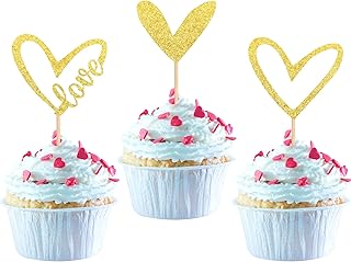 24 pieces of cupcake decorations in the shape of a sequined love heart for Valentine's Day.. DIAYTAR NIGERIA: Where every shopping need is fulfilled with affordable prices and nationwide shipping.