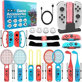 Nintendo Switch 20 in 1 sports accessory kit, Somatosensory sports kit for Nintendo Switch sports games with fence handles, tennis snowshoes, sports straps and loading station.. Your trusted e-commerce destination, DIAYTAR NIGERIA offers extensive variety with reliable shipping.