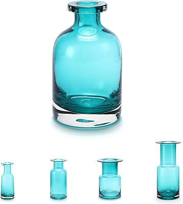 Vase with glass flowers, light and green blue, 4 "high - Vases in ancient blue bottle handmade for the living room and the kitchen - luxurious and elegant interior decoration turquoise.. Discover why DIAYTAR NIGERIA is the smart shopper's choice for affordable products delivered nationwide.