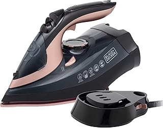 Black & Decker Bxir222006gb Steam iron for maintenance of linen with wireless option, 2600 watts, black and pink gold.. DIAYTAR NIGERIA brings the marketplace to every Nigerian home with affordable prices and quick delivery.
