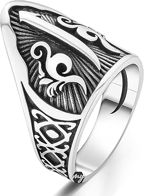 Sterling 925 silver men's ring with a Turkish elephant pattern in the shape of a thumb, metal, silver, without stones.. No stress, just speed — DIAYTAR Nigeria ships in days.