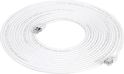 High speed internet cable Cat 7 Amazonbasics RJ45 Gigabit Ethernet at 10 Gbps, 600 MHz - White, 50 feet.. Shop like never before with DIAYTAR NIGERIA's comprehensive marketplace and budget-friendly shipping.