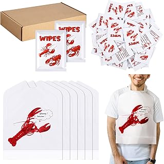 100 pieces of bibs in the shape of a crab and lobster, pack of wet wipes, 50 disposable packages for adults, 50 pieces of wet wipes for the seafood festival.. DIAYTAR NIGERIA: Where shopping is easy, prices are low, and delivery is just days away.