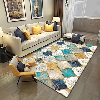 Modern geometric carpets, triangular carpet in blue yellow crystal velvet for sofa, living room, bedroom, 1.5 x 2 m/4.5 x 6 feet.. DIAYTAR NIGERIA: Where affordable shopping meets reliable nationwide delivery in less than a week.